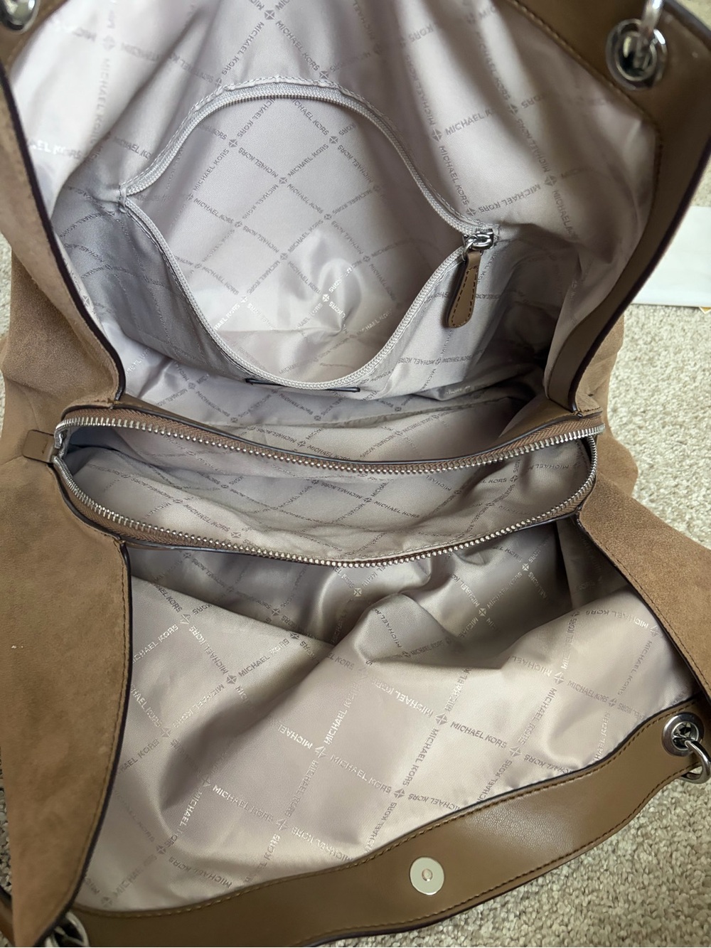 Michael Kors Large Christina Suede Shoulder Hobo Bag - Picture 10 of 12